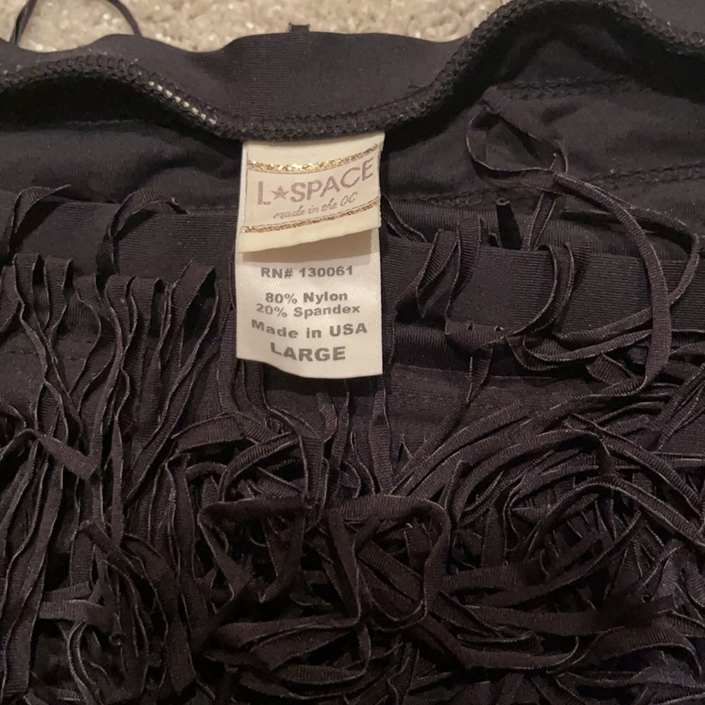 LSpace fringe tie back bandeau top and fringe skirt bottom. - Picture 3 of 5